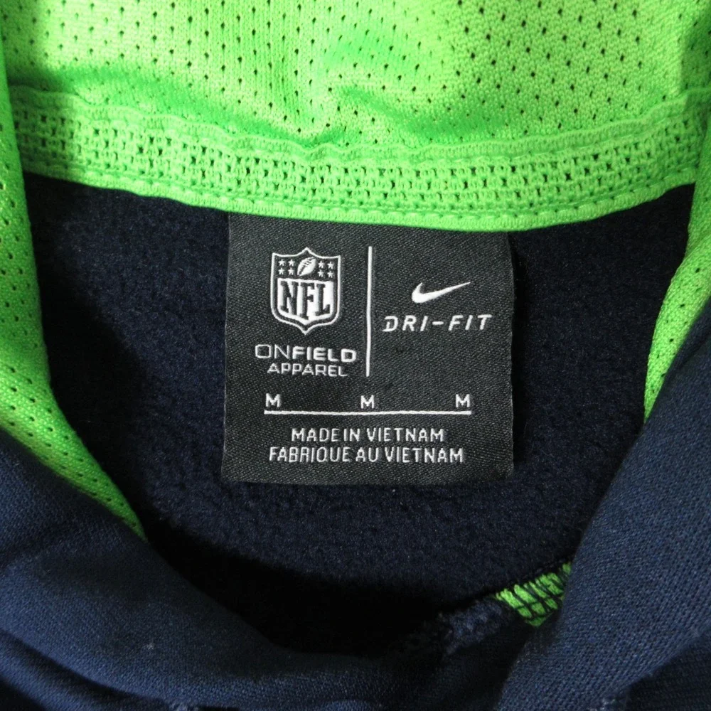 Seattle Seahawks Sweater Mens Medium Navy Blue Hoodie Sweatshirt Nike Drifit EUC